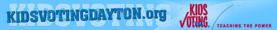 Kidsvotingdayton.org headline followed with the Kids Voting Logo